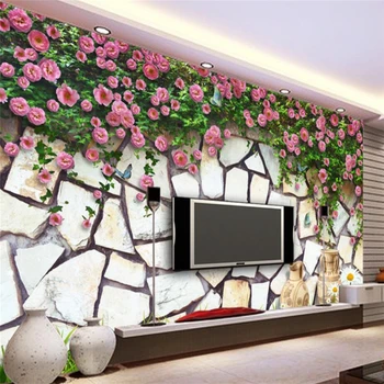 wellyu фотообои на стената На поръчка тапети от розов камък фон стени тапети за стените, 3d фото тапет за домашен декор