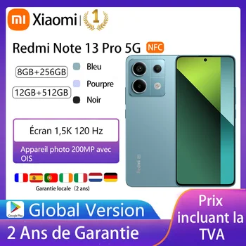 Xiaomi Redmi Note 13 Pro 5G, Смартфони, NFC, 6,67-инчов AMOLED-дисплей 1.5 K, 120 Hz, Помещение 200 Mp, Зарядно устройство с мощност 67 W, Батерия с капацитет 5100 mah, Глобалната версия