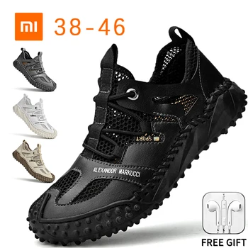 Xiaomi Youpin 2023, Летни модни ежедневни маратонки за мъже, нескользящая мрежа от телешка кожа, дишаща мрежа обувки за мъже, големи размери 38-46