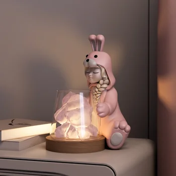 XK Rabbit Ароматерапия Crystal Каменна Лампа Обстановка на Домашен интериор Хол Тенис на Писане