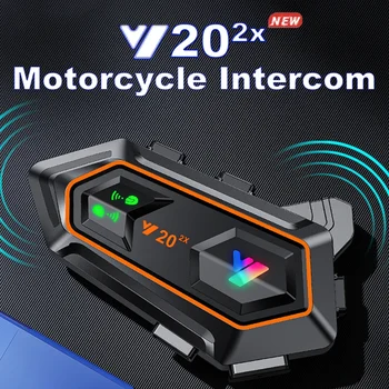 Y20 2x Мотоциклет шлем вътрешна връзка Bluetooth слушалка Каска 2 Ездач 1000 м Динамиката на намаляване на шума Комуникационен мотоциклет