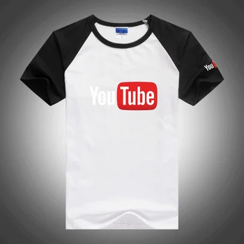 YouTube Мъжки летни тениски с къс ръкав с високо качество, модерен ежедневни ризи в стил хип-хоп, тениски в изчистен стил, върхове