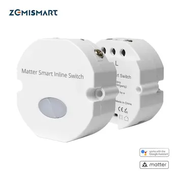 Zemismart Over Matter WiFi Вграден Модулен Превключващ ключ 2-битов ключ Интелигентна автоматизация на дома Siri Google Home Smartthings App