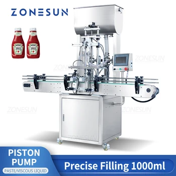 ZONESUN ZS-YT2T-2Т Пневматичен бутален помпа за бутилиране на паста, майонеза, машина за пълнене на салати, линия за производство на сос Чили