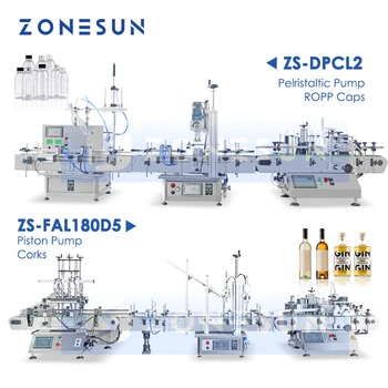 ZONESUN Изработена по поръчка маса от производствената линия за бутилиране на течности в бутилки, таван этикетировочной машини, опаковъчни решения ZS-DPCL2