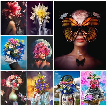Абстрактна жена-пеперуда, секси Момиче, Цветя, плакат, монтиране на изкуството, платно картина, начало декор, стенни картини за всекидневната, без рамка
