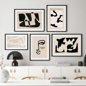 Абстрактни геометрични минималистичные линия, плакати и щампи в стил бохо, стенни рисунки върху платно, начало декор във всекидневната