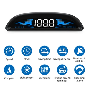 Авто Централен дисплей на Цифрови GPS Навигация за измерване на Скоростта с Двойна система за Показване на GPS със Скорост/ Време / Посоката / Пробег на Автомобила