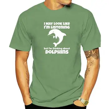 Аз мисля за делфините, Забавна тениска с делфини, Ново записване, мъжки ризи, панталони блузи, ризи, памучни всеки ден