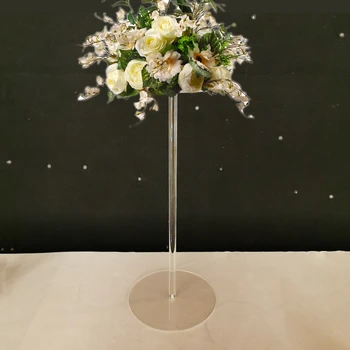 акрилна поставка настолна витрина сватба ваза за цветя, сватбена украса на фона на кръгли централните елементи на сватбата прозрачни колони