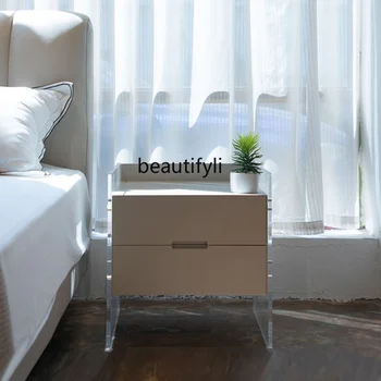 Акрилни малка странична масичка в спалнята, модерен, прост и лесен, Луксозен шкаф на високо качество В комплект с боя