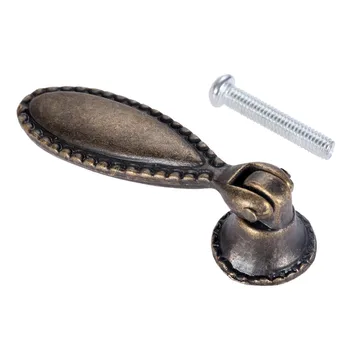 Антична бронзова дръжка с перка, класическа дръжката е от сплав с един дупка, лист на Дантела, Капка 60 * 18 мм, на вратата на достъпа, кабинет, Кухня, Баня