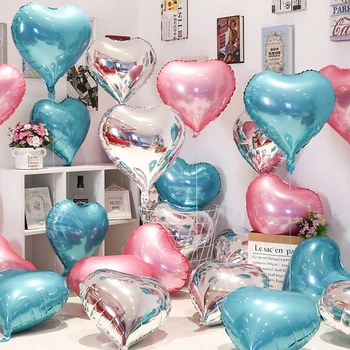 Балони във формата на сърце от фолио, 18-цолови балони от mylar във формата на сърце за детски булчински душ, украса за Свети Валентин, декорации за любовна партита