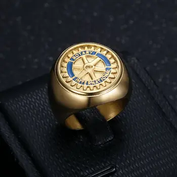 Бижута в стил хип-хоп рап - неръждаема стомана, въртящо се пръстен за иконата със златен капка лепило