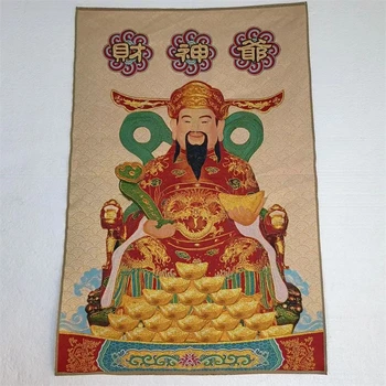 Богът на богатството Тханка, религиозна бродерия, благоприятна декоративна живопис