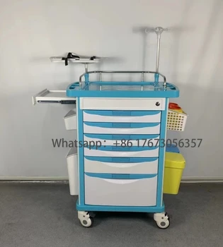 Больничная количка за спешна медицинска помощ ABS, количка за спешна медицинска помощ, количка за лекарства в болницата, 5 кутии скоби