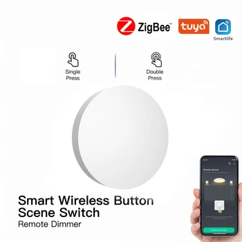 Бутон превключвател сцени ZigBee С възможност за връзка към множество сцени Интелигентен безжичен ключ за автоматизация на Работата с приложението на Hristo Smart Life за управление на умен дом