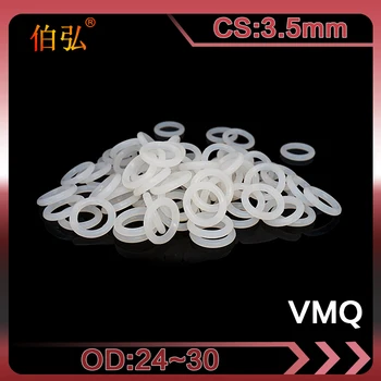 Бяло силикон пръстен, 5 бр./лот, Силикон/ VMQ О пръстен от CS3.5mm OD24/25/26/27/28/ 30 мм, Гумени о-пръстен, О-пръстени, уплътнения, миене