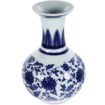 Бяло-синя порцеланова ваза за малки цветя На работния плот Ретро декор Керамичен Плот със сушилня