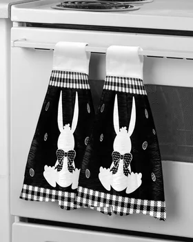 Великденско клетчатое кърпа за ръце със заек, впитывающее кърпа от микрофибър за баня, Кухненско Подвесное Кърпа за почистване