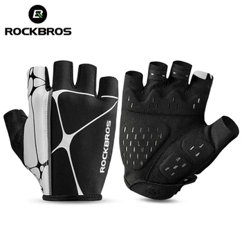 Велосипедни ръкавици ROCKBROS, дишащи, отразяващи ръкавици на половината от палеца, МТБ Велосипедни ръкавици, Утолщенное силикон амортизирующее кормило екипировка