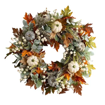 Венец от кленов листа на Хелоуин 35 *35 см, привлекателно есен украса за масата за хранене, Есенен венец за Хелоуин, ръчно изработени