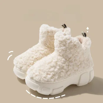 Версия на една плюшена Памучна Обувки Дамски Зимни Открийте Проста Модни Плюшен Топло Модерен Зимни обувки На Дебела Подметка Ежедневни Обувки 2024