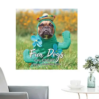 Весел календар за кучета в 2024 година Стенен календар за кучета в 2024 година Забавен стенен календар с чувство за хумор за приятели, роднини, съседи