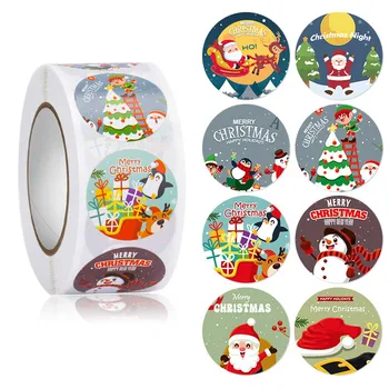Весела Коледа Sticker Santa Adhesive Decorative for Xmas Gifts Envelop Seals Cards Packages весела Коледа стикер