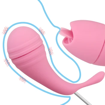 Вибриращ масажор за вагината с вставляемым яйце, секс-играчка 2 в 1 за жените, вибратор за вылизывания език точка G, 12 експрес стимулатор на клитора