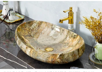 Висококачествена имитация на мрамор над мивката Хотелска мивка, Керамичен художествен мивка Домакински мивка за баня