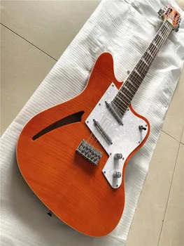 Висококачествена потребителска версия на оранжево-червен арлекин принт, полупустая 12-струнен електрическа китара, звукосниматель с фиксиран мост