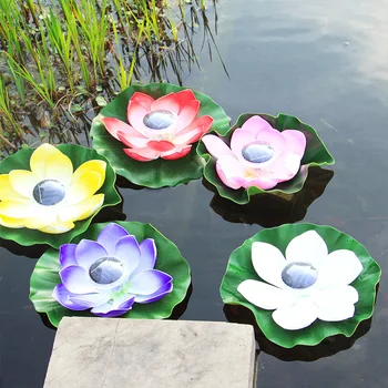 Водоустойчив Слънчев светлината на Външната лампа на слънчеви батерии Led Изкуствен Плаващ Lotus Градина басейн на Езерото Фонтан Декоративна лампа