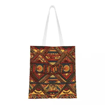 Геометрична холщовая чанта от Анкара, с модерна продуктова чанта с голям капацитет за унисекс, дамски чанти за пазаруване в африканските племена