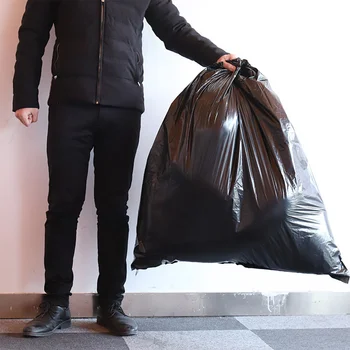 Голям дебел торба за боклук с Голяма торба за боклук Пластмасови сгъстено прости торби за боклук за хотел Village (черен, 50x60, 2,5 коприна)