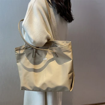 Голяма найлонова дамска чанта за през рамо в корейски стил, просто модерна чанта-чанта, однотонная чанта с азбука, чанта за пазаруване, женски раница
