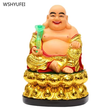 Голяма статуя си смях Буда /Златна статуя на Буда-за дома / Декор на Буда за хол /всекидневна Декор по Фън шуй или Духовен декор на Буда