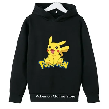 Готина hoody Pokemon момченце с Pikachu от 2 до 13 години, пуловер с анимационни герои, пролет-есен финото палто, новост за деца с качулка