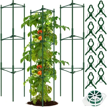 Градинска решетка за домати в клетката за домати, здрави колове, за клетки за растенията, за домати, събрани градински клетки за зеленчуци домати със 100-метрова сонда и