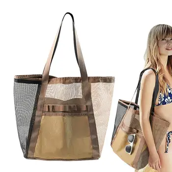 Дамска лятна плажна чанта, сгъваема дамски ежедневни калъф, чанта-тоут, Множество чанта за покупки от вкара тъкани с голям капацитет