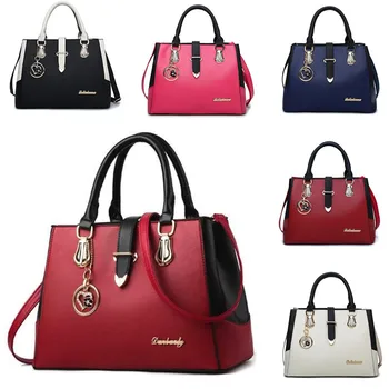 Дамска чанта, модерен лоскутная чанта на рамото, Офис чанта от изкуствена кожа, дамски ежедневни обикновена чанти, Дамски проста чанта-месинджър