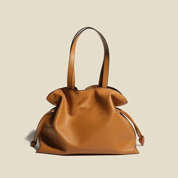 Дамска чанта-тоут от естествена кожа, голям капацитет, универсална през рамо и чанта