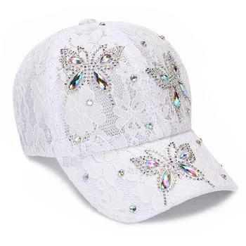 Дамски бейзболна шапка с пеперуда, украсена с пайети, шапка с утиным по езика, Дишаща шапка с отскок, козирка, солнцезащитная шапка