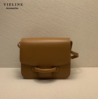 Дамски квадратна чанта-плик VIELINE, дамска чанта за през рамото от естествена кожа, Корея, скъпа дизайнерска чанта-месинджър
