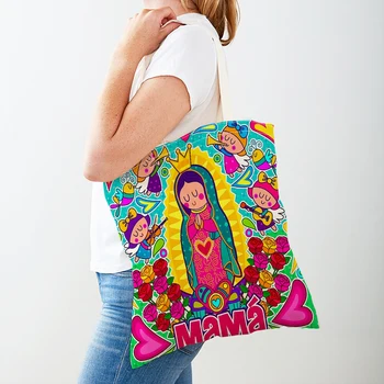 Дамски чанти за пазаруване от анимационни серии Virgin Mary, детска подарък на тъканта, женствена чанта за пазаруване в стил харадзюку, студентски холщовая чанта-тоут
