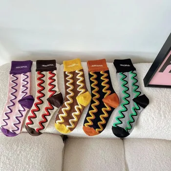 Дамски чорапи Памучни ретро-бар, дишащи, японската мода, всекидневни, есенно-зимни, топли, спортни, забавни Чорапи