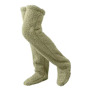 Дамски чорапи с дължина до бедрото, Уютни и Стилни дамски Чорапи над коляното, Пухкави Чорапи, Плюшени Чорапогащи за топлина, Модни Дамски Чорапи-ботфорты