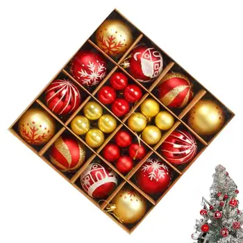 Декорация за Коледни топки, гоблени, Коледни топки, Червено-зелена Коледа топка, 44 БР., Гоблени, Коледни топки за домашни партита, Коледни елхи