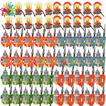 Детски играчки 10 бр./лот, градивни елементи за войници на тежката пехота на средновековието, фигури на римски Интервю, играчки за момчета, Коледни подаръци
