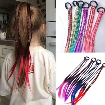 Детски цветни опашка за коса от синтетични химически влакна, подходящи за всекидневна употреба за всички